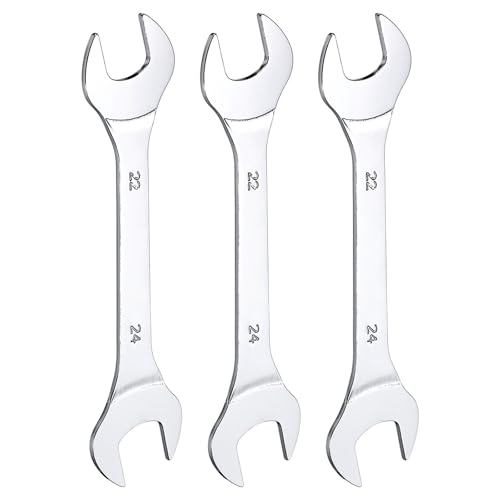 QUARKZMAN 3Pcs Clé à Fourche Double Extrémité Ouverte Clés Fines 22x24mm Métrique Clé Plate Ultra Fine et Petite, Polie Miroir, pour Réparation Automobile et Assemblage de Meubles