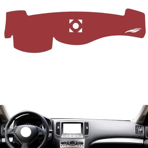 Leather Dash Board Cover mat Compatible with Infiniti G25 Series 2007-2013，Anti-Slip,Sun Protection Dashboard Cover-red