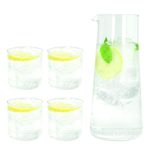 Tognana Lyra, Set 4 bicchieri 330 cc + Caraffa 1,5 L, vetro, trasparente