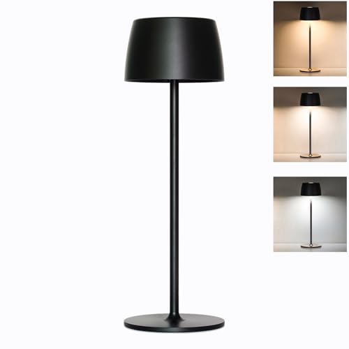 Rechargeable Cordless Table Lamp - 5000mAh Battery IP54 USB-C LED Touch Dimming for Dining/Patio/Camping/Bedside Portable Indoor Outdoor Lighting (2 Pack Black)