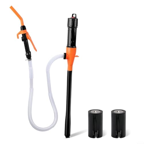 Quiclume Bomba de aceite eléctrica, funciona con pilas, bomba de transferencia de combustible, flujo rápido, aspirador de aceite (naranja)
