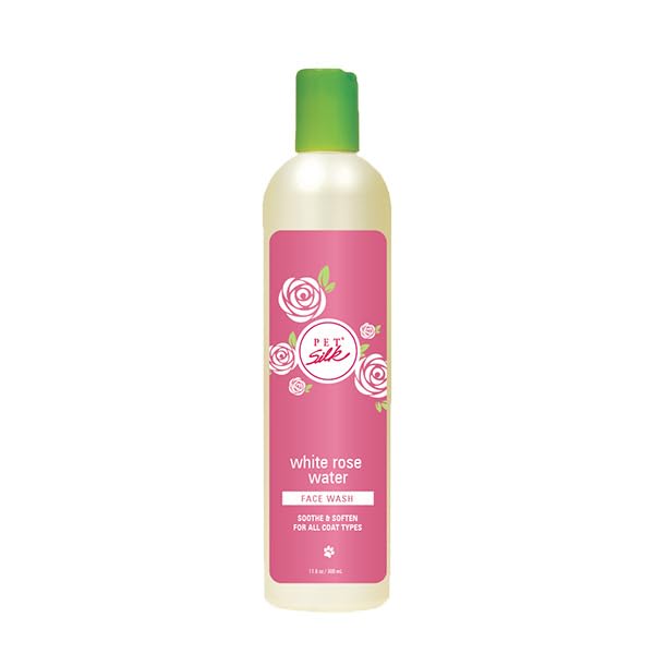 Pet Silk White Rose Water 11.6oz Face Wash, Relaxing Solution Made with Rose Extract, Help Scrub The Day Away While Hydrating Your pet's face, Infused