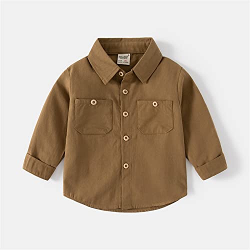 Toddler Baby Girls' Boys' Long-Sleeve Woven Shirt Kids Button Down Shirt Solid Tops Outfits Little Boy Fall Winter Clothes3