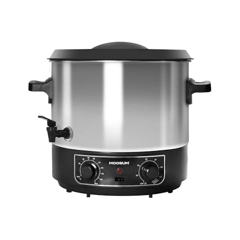 MOOSUM 19 QT Electric Automatic Water Bath Canner With Rack and Lid, Temperature Control 86-212 °F, Timer 20-120 Min, Keep Warm Function, Overheating Protection Cover