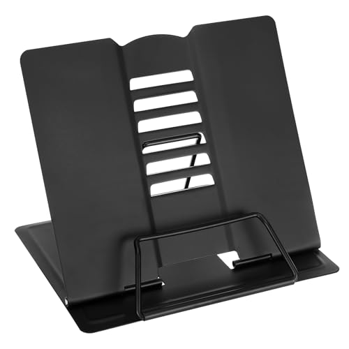 Royouzi Atril Metálico para Libros con 6 Alturas Ajustables para Leer, Estante Lectura de metal Multifuncional, Soporte de Lectura de Metal Plegable, para Tableta Música Libro de Recetas (Negro)