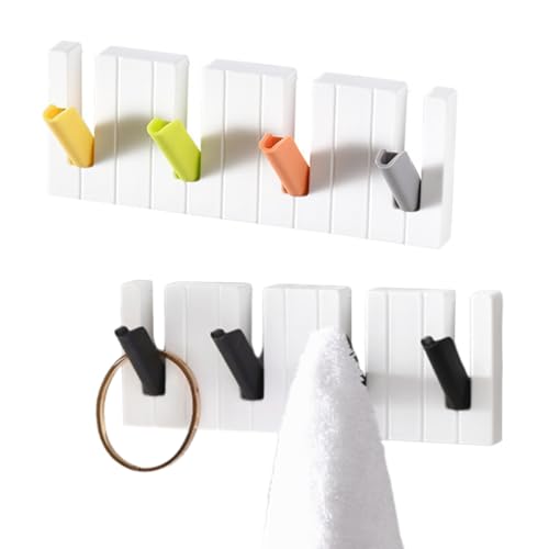 【Design salvaspazio】🔵 Ogni gancio per asciugamani misura circa 19,7 x 8,5 cm / 7,76 x 3,35 pollici e lo spessore è di soli 1,7 cm. Con una capacità di carico massima di 5 kg, i ganci nascosti possono appendere cappotti, cappelli, borse, asciugamani, chiavi, utensili da cucina, gioielli e molto altro.