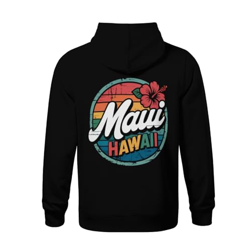Kids Maui Hawaii Sunset Beach Retro Classic Boys Girls Lightweight Kangaroo Pocket Fleece Hoodies3