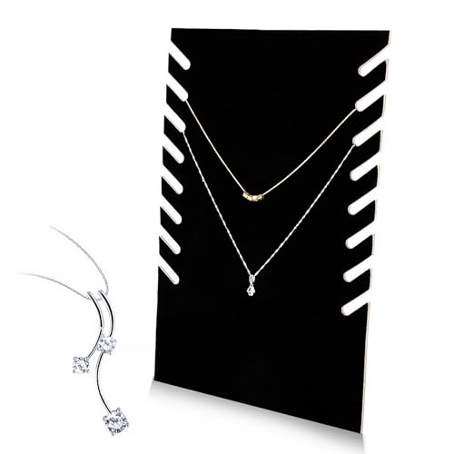 Présentoir à Colliers en Flanelle, Noire Collier Pendentif Chaîne Bijoux Buste Présentoirs pour Accrocher un Collier de Porte-bijoux