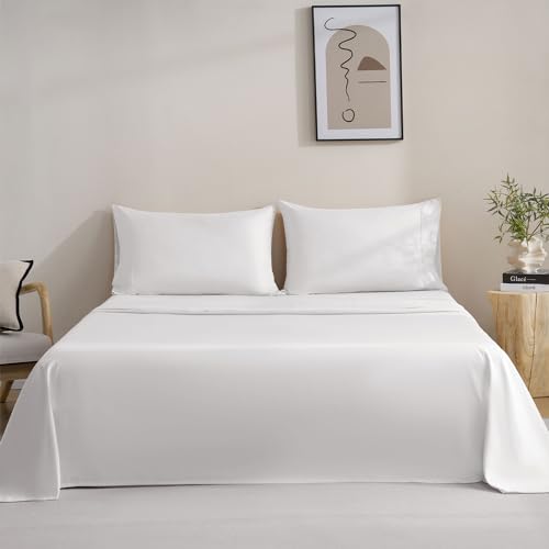 MCO 4 Piece King Size Sheets Set, Breathable & Cooling King Sheet Set-White | Hotel Luxury Bed Sheets for Women & Men, 16'' Deep Pockets, Non Pop Off, Ultra Soft and Wrinkle Free, Oeko-Tex Bed Sheet Set - image 9
