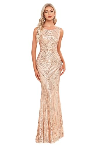 Image of Women's Formal Dress Evening Gowns Mermaid Sparkly Long Sequin Homecoming Dresses Gold S