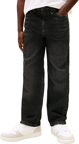Image of Tommy Hilfiger Boy's Relaxed Black Worker Jeans KB0KB10041 Loose, Denim (Denim Black 01), 8 Years