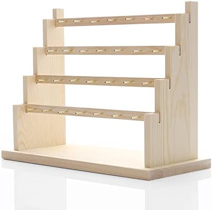 Wood Earring Stand Multilayer Jewelry Display Stand Organizer Earring Holder Shop Storage Showcase Ladder Jewelry Rack With Copper Rod (4 Tiers)