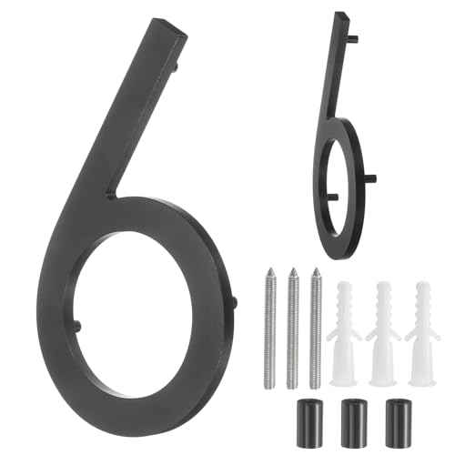 Numéro de maison flottants 6 noir en aluminium pour boîte aux lettres et rue