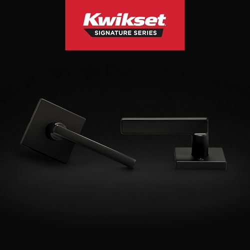 Kwikset-Halifax-Interior-Passage-Door-Handle-Lever-For-Closet-and-Hallway-Doors-Reversible-Non-Locking-Handle-Lever-Matte-Black-with-Microban-Protection-Square-Rose