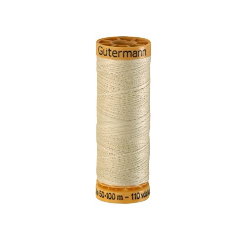 Hilo de algodón natural Gutermann 110yd color crema miniatura 1