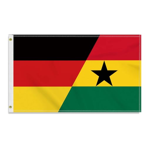 Große 90×150 CM Deutschland Ghana Flagge, großes 150D Deutsch Ghanas Freundschafts banner,Strapazierfähige Deutschlandfahne Doube-Seitendruck Dekor Messingösen large Ghana