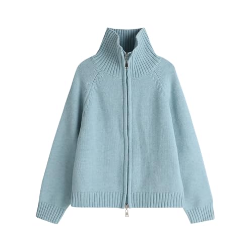 Image of Girls' Long Sleeve Knitted Cardigan Kids Zipper Shrug Sweaters Cropped Jacket Cover Up Tops