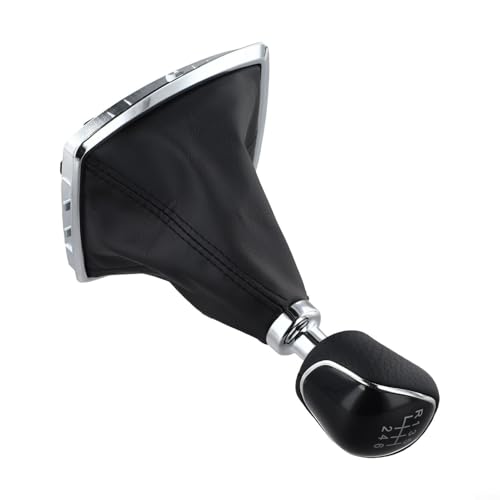 Belnotelt Pommeau de levier de vitesse à 6 vitesses et soufflet avec cadre chromé, pour Ford Kuga 2008–2012, kit de remplacement en cuir noir