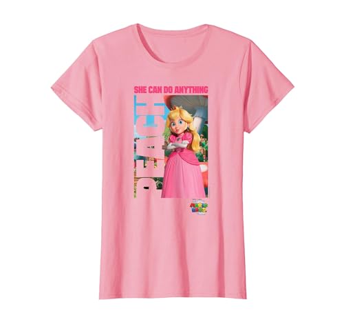 The Super Mario Bros. Movie She Can Do Anything Peach Poster T-Shirt, Femme, Rose, S