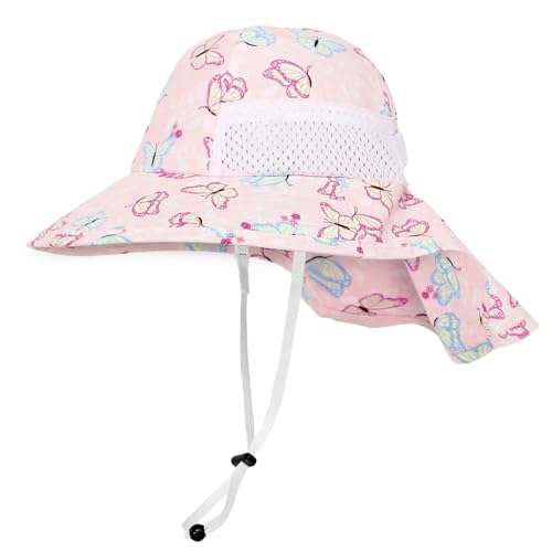 Sombrero de pescador para niñas ajustable y plegable con cubrenuca solar (M)
