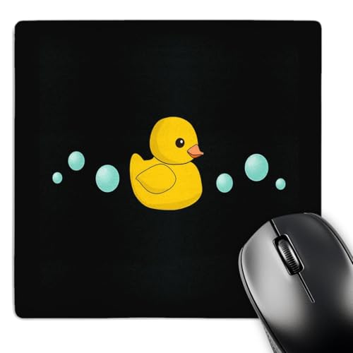 3dRose 8 X 8 X 0.25 Cute Yellow Rubber Duckie Cartoon With Soap Bubbles Kawaii Ducky On Black Adorable Sweet Duck Mouse Pad (mp_113133_1)
