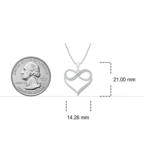 1/20Cttw Diamond Infinity Heart Pendant Necklace For Women In 10K White Gold, Women's White Gold Infinity Heart With Diamond Accents Necklace, 18" Rope Chain #TOP3