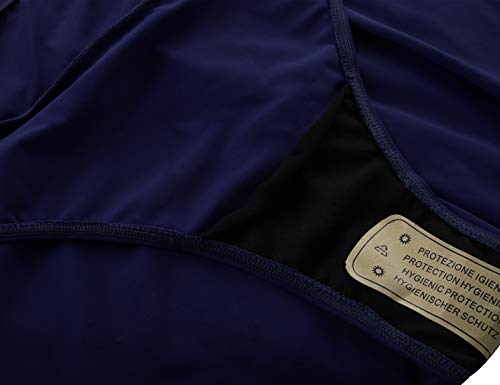 Septangle Womens Mid Waist Swim Skirt Tummy Control Swimsuits Tankini Bikini Bottom (Navy Blue, Us 12) #TOP4