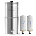 Culligan MaxClear 2.25 Gallon Gravity Water Filter System, Brushed Stainless-Steel Countertop Water Filter NSF/ANSI Certified to Reduce Microplastics, Lead & Total PFAS, with 2 Ceramic Filters