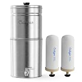 Culligan MaxClear 2.25 Gallon Gravity Water Filter System Removes Microplastics, PFAS & Lead, NSF/ANSI Certified, Brushed Stainless-Steel...