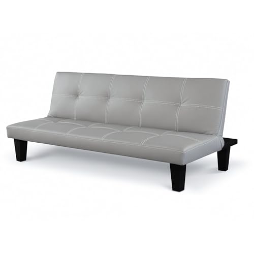 Baroni Home Canapé-lit en simili cuir 3 places, convertible en lit rembourré, canapé inclinable avec pieds en plastique pour salon, chambre d'hôtes, ouverture 88 cm,...