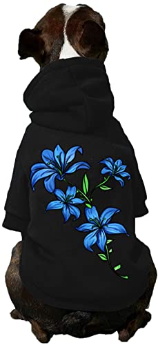 Secodrout Dog Shirts, Dog Hoodies Blue Flower Hoodies For Medium Dog Cat Sweater Owner And Pet Shirts Are Sold Separately #TOP1