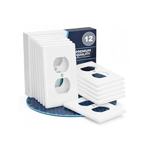 Bates- Duplex Receptacle Outlet Wall Plate, 4.5″ x 2.75″/Standard Size, 12 Pack, White, Bulk 1-Gang Electrical Outlet Covers, Impact Resistant, UV Protection