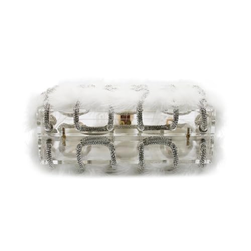 Image of DJBM Clear Acrylic Clutch Sparkle Rhinestone Evening Bag Glitter Crystal-Embellished Rope Knot Handbag Purse for Party Prom