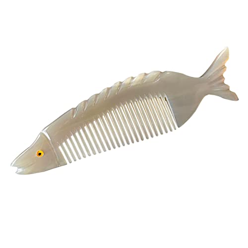 Natural Ox Horn Comb，Hand Carved Anti-Static Hair Comb,Healthy Hair Loss Comb For Hair Styling & Relaxing Head ,Gift For Women Girls (Fish) #TOP2