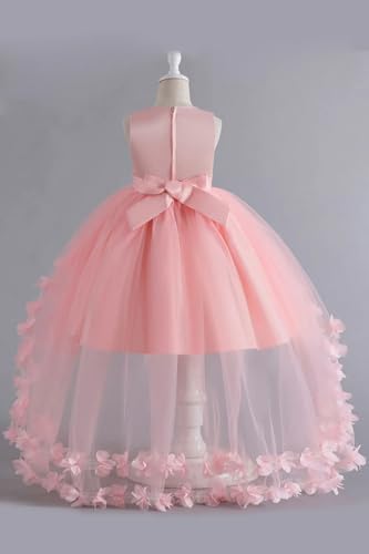 POMUYOO Lace Tulle Flower Girl Dresses Tiered First Communion Dress for Kids Princess Birthday Party Gowns3