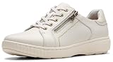 Clarks Women's Caroline Janna Leather Side Zip Fashion Sneaker, White Leather, 7