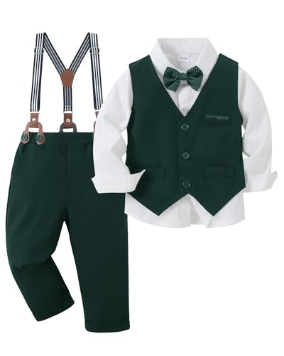 nilikastta Toddler Baby Boy Clothes Suit Gentleman Wedding Outfits Formal Dress Shirt/Bowtie/Vest/Suspender Pants 1-9 Years