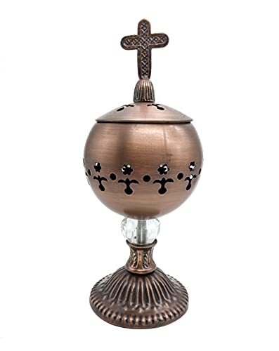 Nazareth Store Brass Plated Incense Burner Bronze Color Catholic Resin Holder Vintage Design Use At Home & Church #TOP23