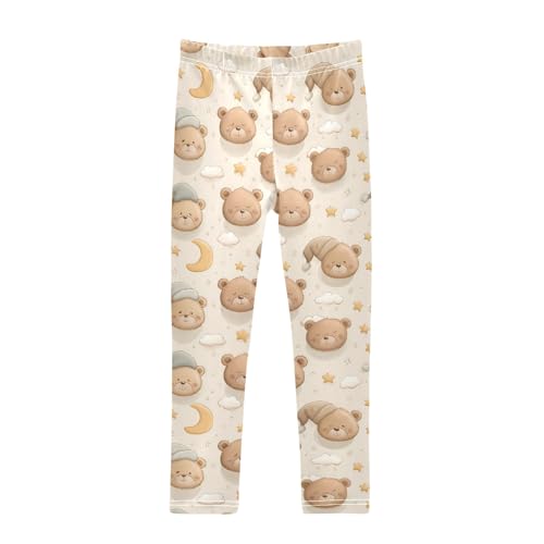 Girls' Athletic Leggings Ankle Length Yoga Dance Pants Kids Teen 4T Cartoon Bear Head