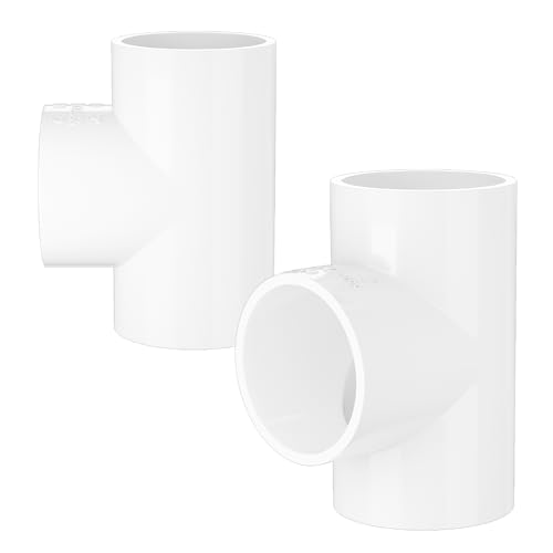 1-1/4 Inch PVC Tee Fittings, Fits 1.66" OD SCH40 Pipe, 2 Pack