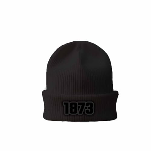Beanie cuffed 1873 gris foncé bonnet d'hiver en maille côtelée pour homme et femme