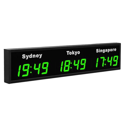 Horloge murale LED Heure mondiale affichage multi-fuseaux horaires pour école et salle de réunion