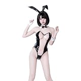 SENJIY sexy bunny outfit for women lingerie costume playboy Cosplay Maid Bunny Girl Naughty Underwear Outfits Anime One Piece Bodysuit Babydoll Roleplay ears for Party Christmas Halloween set black