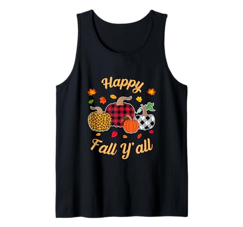 Chemise Buffalo Plaid Léopard Citrouille Happy Fall Y'all Autumn Débardeur