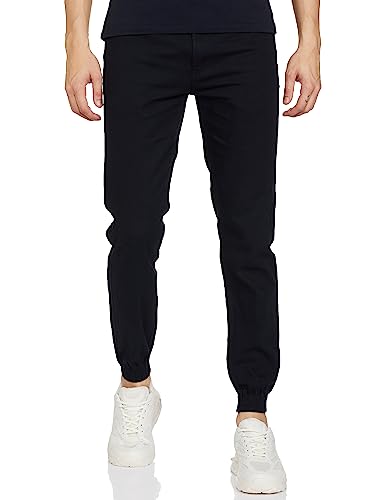 Image of The Indian Garage Co Men Slim Fit Solid Mid-Rise Joggers