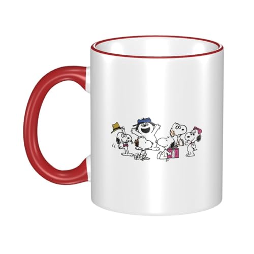 スヌーピー マグカップ 保温・保冷 電子レンジ対応 コーヒーカップ 陶器 セラミック 耐高温 軽量 個性人気 誕生日プレゼント大容量 Red