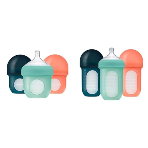 Boon Nursh Silicone Baby Bottles with Collapsible Pouch - Stage 1...