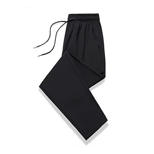 Men's Pants Simple Drawstring Elastic Waist Stretch Straight Comfortable L Black #TOP16