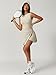 ABOVIW Womens High Neck Tennis Dress Sleeveless Wrap Skirt Built in Shorts Golf Athletic Dress Workout Rompers Light Apricot X-Large