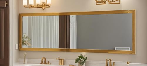 Image of whitebeach 48 inch x 16 inch Over The Door Full Length Mirror Hanging Door Mirror Wall Mirror Hanging Dress Bedroom Gold